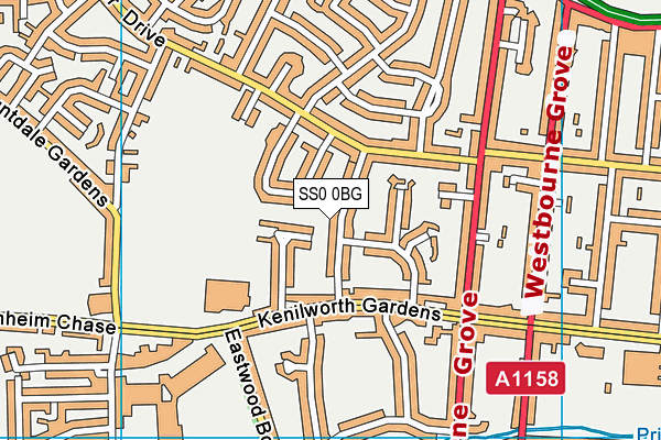 SS0 0BG map - OS VectorMap District (Ordnance Survey)