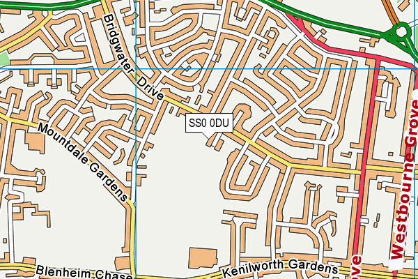Bridgewater Drive Playing Fields map (SS0 0DU) - OS VectorMap District (Ordnance Survey)