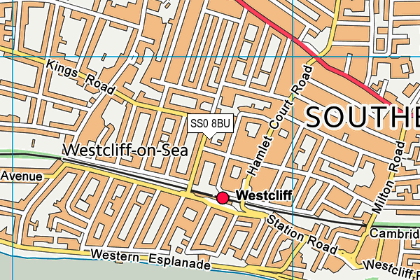 Westcliff Health Club (Closed) map (SS0 8BU) - OS VectorMap District (Ordnance Survey)