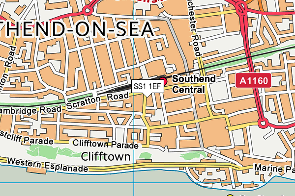 SS1 1EF map - OS VectorMap District (Ordnance Survey)