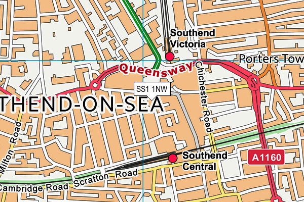 SS1 1NW map - OS VectorMap District (Ordnance Survey)