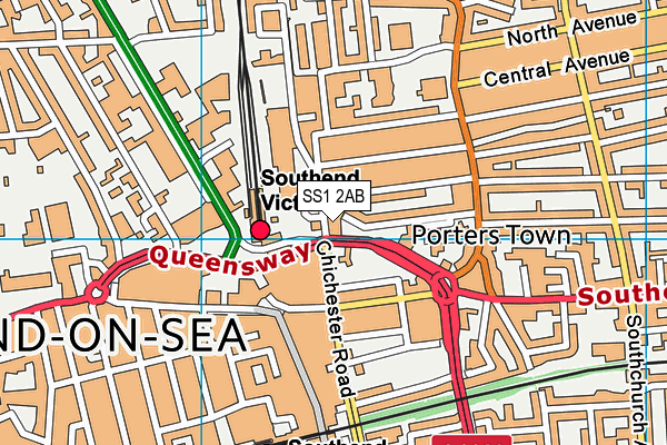SS1 2AB map - OS VectorMap District (Ordnance Survey)