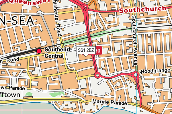 SS1 2BZ map - OS VectorMap District (Ordnance Survey)
