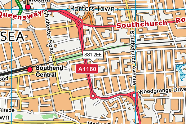 SS1 2EE map - OS VectorMap District (Ordnance Survey)