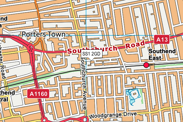 SS1 2GD map - OS VectorMap District (Ordnance Survey)