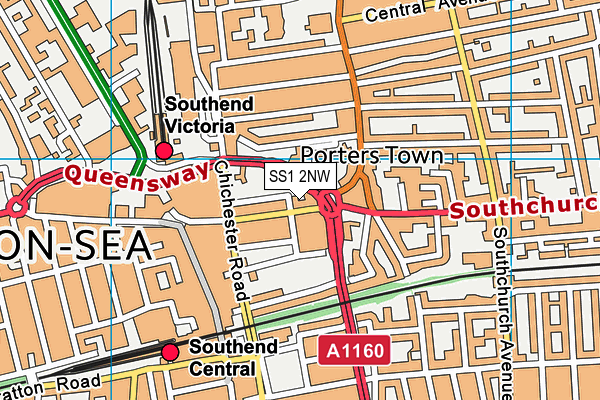 SS1 2NW map - OS VectorMap District (Ordnance Survey)