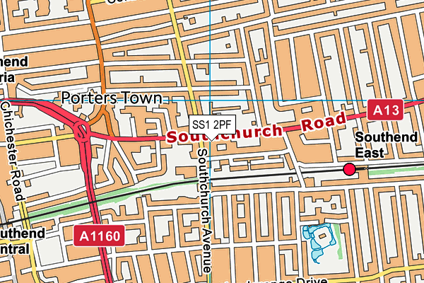 SS1 2PF map - OS VectorMap District (Ordnance Survey)