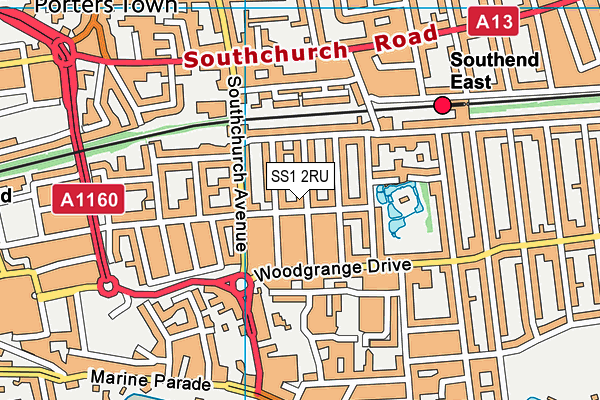 SS1 2RU map - OS VectorMap District (Ordnance Survey)