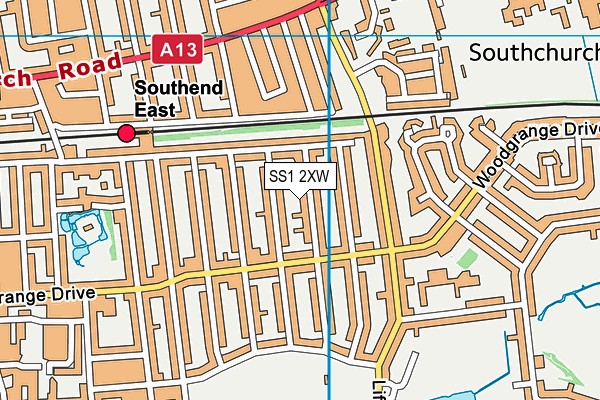SS1 2XW map - OS VectorMap District (Ordnance Survey)