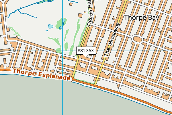 SS1 3AX map - OS VectorMap District (Ordnance Survey)