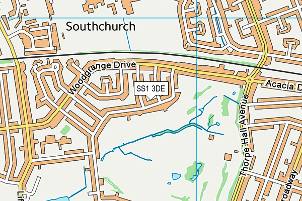 SS1 3DE map - OS VectorMap District (Ordnance Survey)