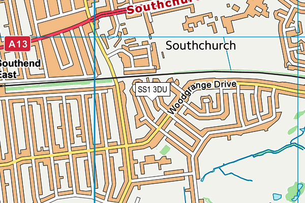 SS1 3DU map - OS VectorMap District (Ordnance Survey)