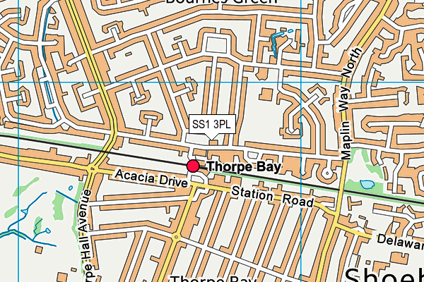 SS1 3PL map - OS VectorMap District (Ordnance Survey)