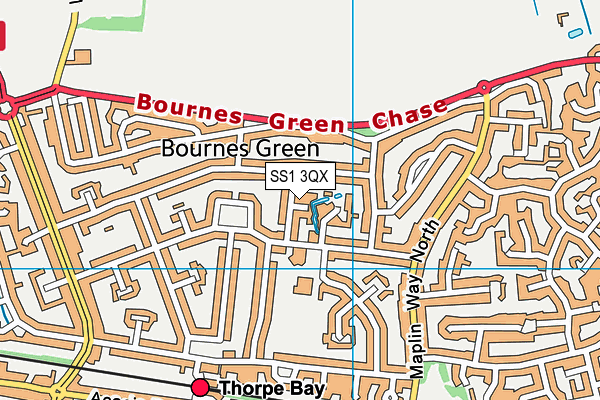 SS1 3QX map - OS VectorMap District (Ordnance Survey)