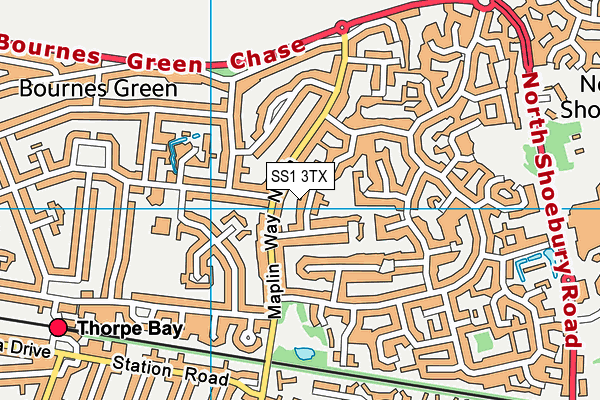 SS1 3TX map - OS VectorMap District (Ordnance Survey)