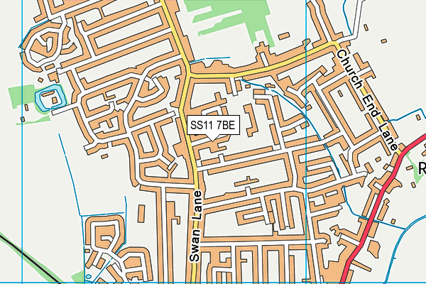 SS11 7BE map - OS VectorMap District (Ordnance Survey)