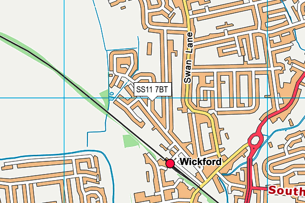SS11 7BT map - OS VectorMap District (Ordnance Survey)