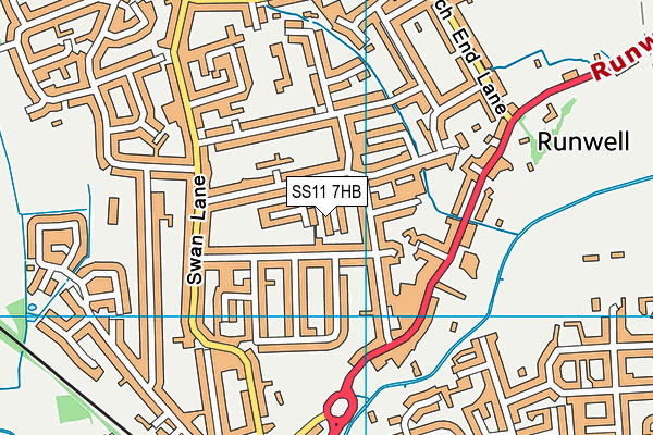 SS11 7HB map - OS VectorMap District (Ordnance Survey)
