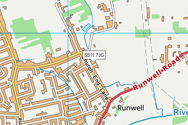 Runwell Playing Field map (SS11 7JG) - OS VectorMap District (Ordnance Survey)