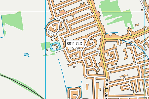 SS11 7LD map - OS VectorMap District (Ordnance Survey)