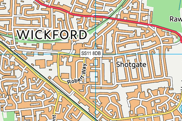 SS11 8DB map - OS VectorMap District (Ordnance Survey)