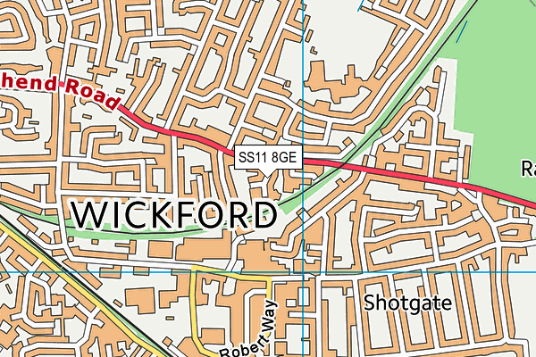 SS11 8GE map - OS VectorMap District (Ordnance Survey)