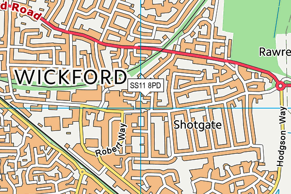 SS11 8PD map - OS VectorMap District (Ordnance Survey)