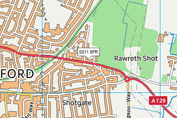 SS11 8PR map - OS VectorMap District (Ordnance Survey)