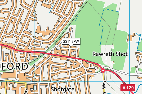 SS11 8PW map - OS VectorMap District (Ordnance Survey)