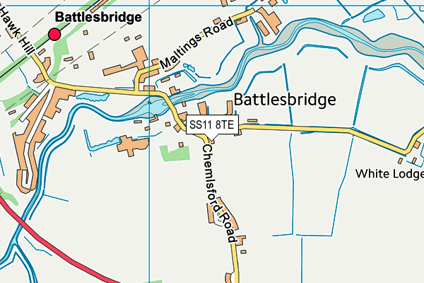 SS11 8TE map - OS VectorMap District (Ordnance Survey)