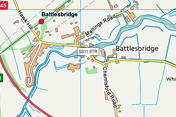 SS11 8TR map - OS VectorMap District (Ordnance Survey)