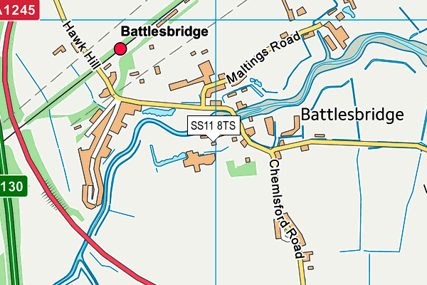 SS11 8TS map - OS VectorMap District (Ordnance Survey)