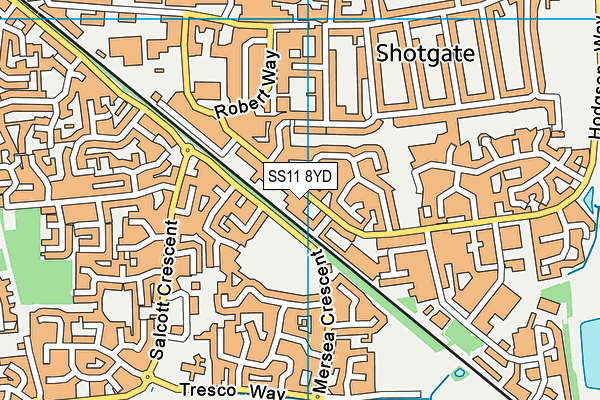 SS11 8YD map - OS VectorMap District (Ordnance Survey)