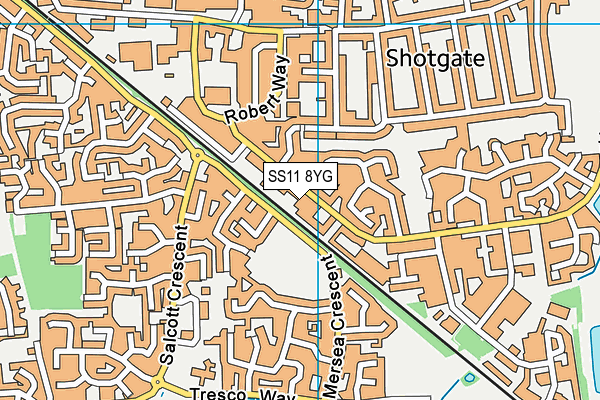 SS11 8YG map - OS VectorMap District (Ordnance Survey)
