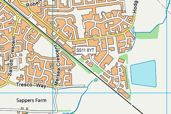 SS11 8YT map - OS VectorMap District (Ordnance Survey)