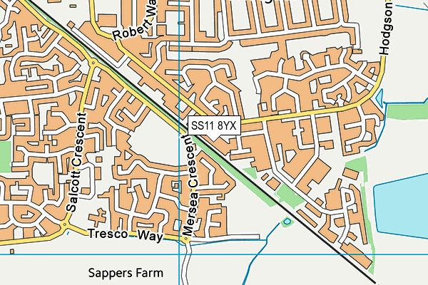 SS11 8YX map - OS VectorMap District (Ordnance Survey)