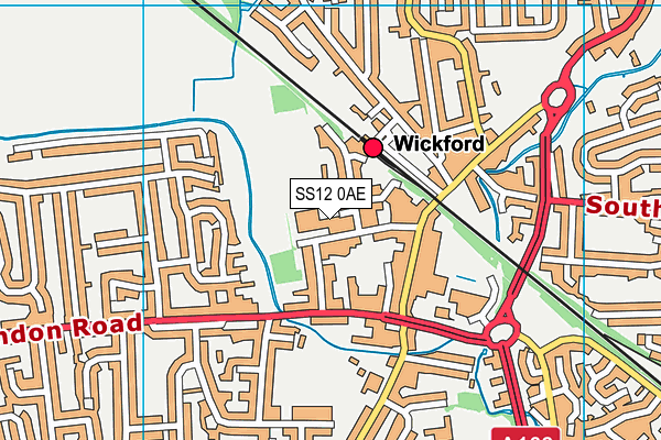 SS12 0AE map - OS VectorMap District (Ordnance Survey)