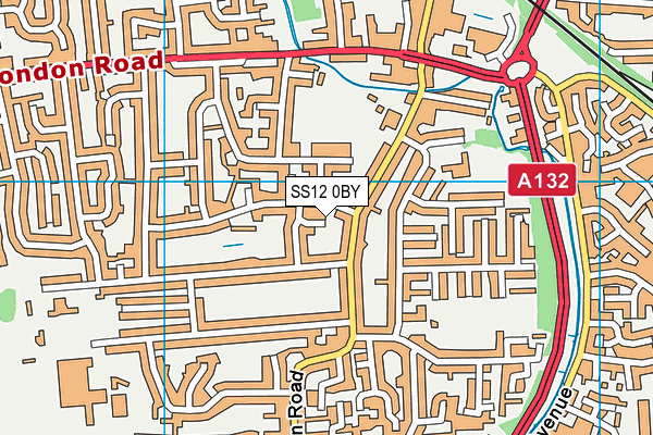 SS12 0BY map - OS VectorMap District (Ordnance Survey)