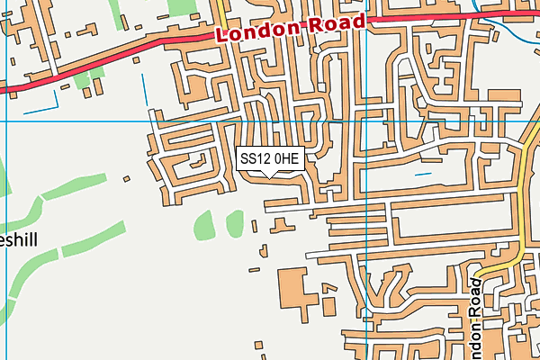 SS12 0HE map - OS VectorMap District (Ordnance Survey)