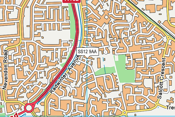 SS12 9AA map - OS VectorMap District (Ordnance Survey)