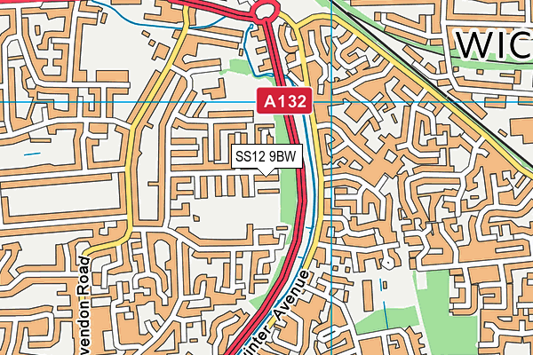 SS12 9BW map - OS VectorMap District (Ordnance Survey)