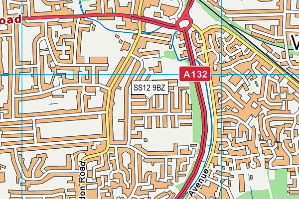 SS12 9BZ map - OS VectorMap District (Ordnance Survey)
