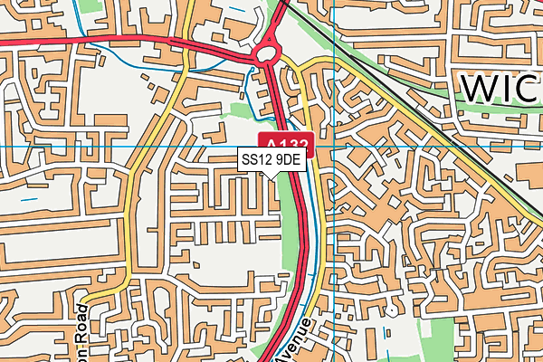 SS12 9DE map - OS VectorMap District (Ordnance Survey)
