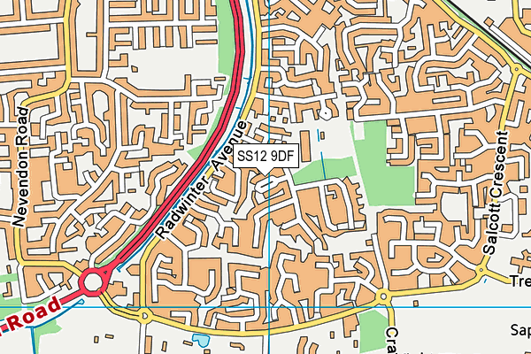 SS12 9DF map - OS VectorMap District (Ordnance Survey)