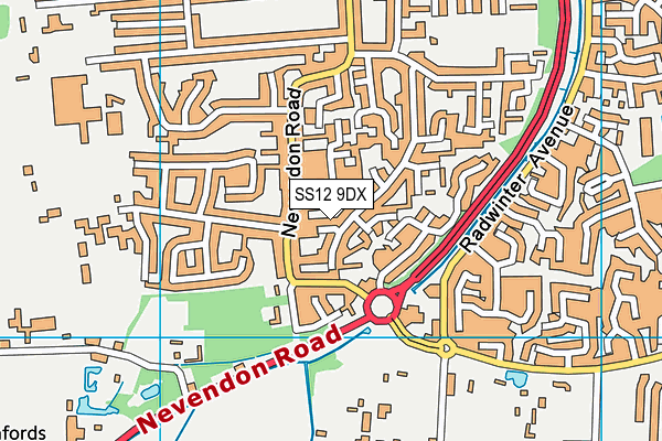 SS12 9DX map - OS VectorMap District (Ordnance Survey)