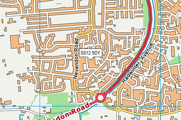 SS12 9DY map - OS VectorMap District (Ordnance Survey)