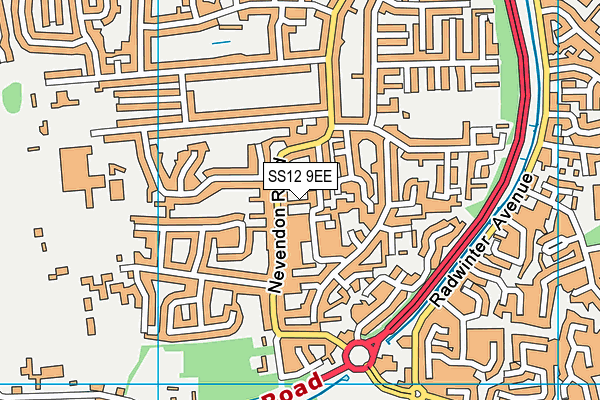 SS12 9EE map - OS VectorMap District (Ordnance Survey)