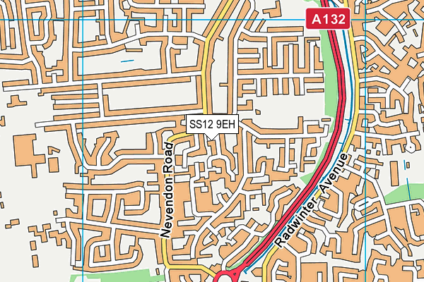 SS12 9EH map - OS VectorMap District (Ordnance Survey)