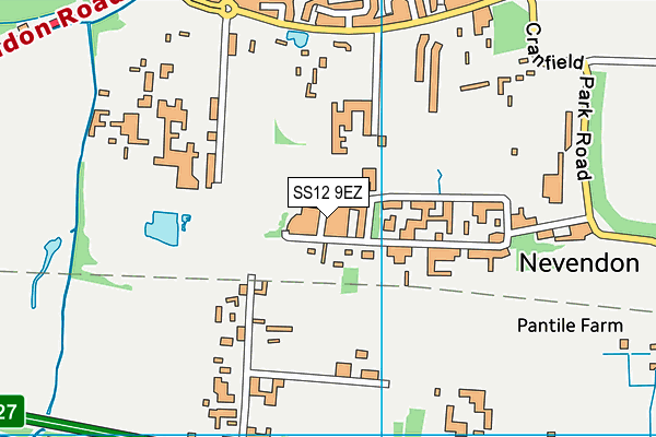 SS12 9EZ map - OS VectorMap District (Ordnance Survey)