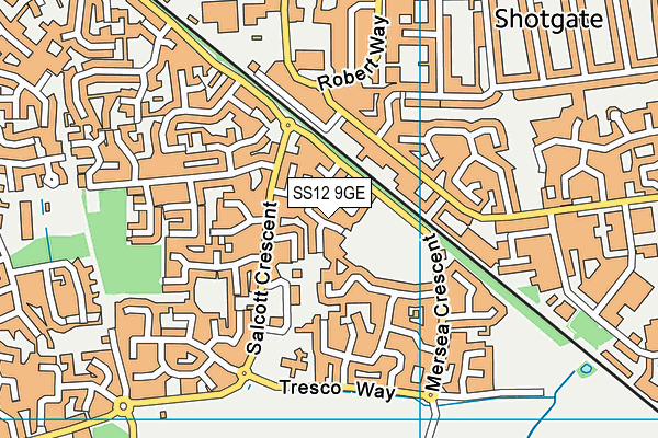 SS12 9GE map - OS VectorMap District (Ordnance Survey)